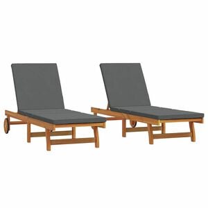 vidaXL Solstol Reclining 2-person 2 pcs Brun Massivt Akaciatr&auml;