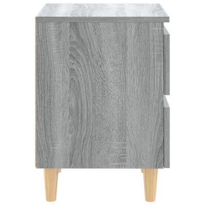 vidaXL Sängbord med massiva träben grå sonoma 40x35x50 cm
