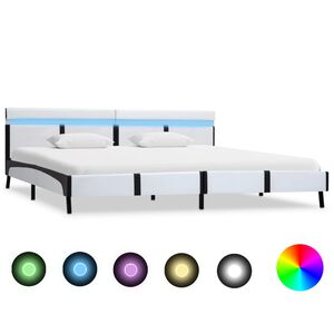 vidaXL S&auml;ngram med LEDs utan madrass vit 180x200 cm