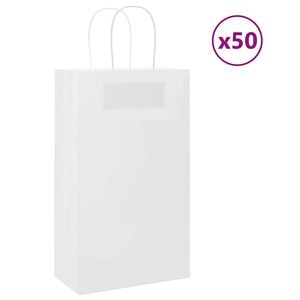 vidaXL Pappersp&aring;sar 50 st med handtag vit 21x11x36 cm