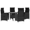 vidaXL Utomhusmatbord 5 pcs Svart konstrotting