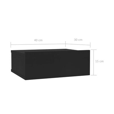 vidaXL Svävande sängbord 2 st svart 40x30x15 cm konstruerat trä