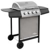 vidaXL Gasolgrill med 4 br&auml;nnare svart och silver
