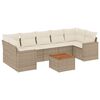 vidaXL Matgrupp f&ouml;r tr&auml;dg&aring;rden med dynor 8 delar beige konstrotting