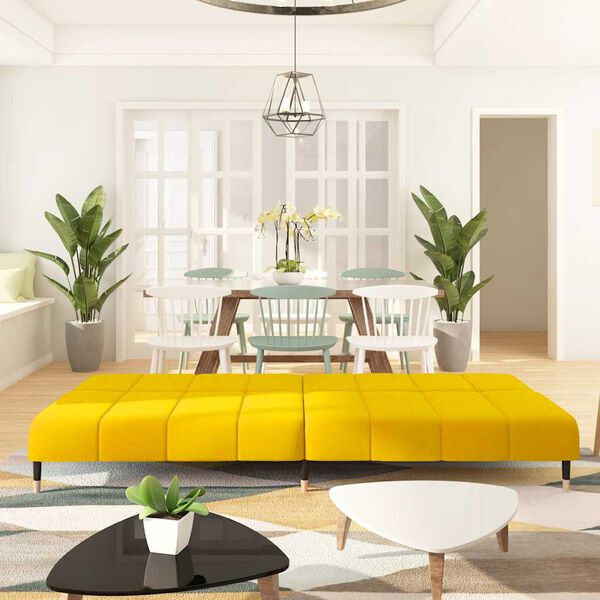 vidaXL Bäddsoffa 2-sits gul sammet