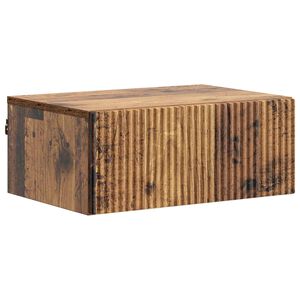 vidaXL V&auml;ggmonterat S&auml;ngbord med l&aring;da Gammalt tr&auml; 49 x 34,5 x 20 cm