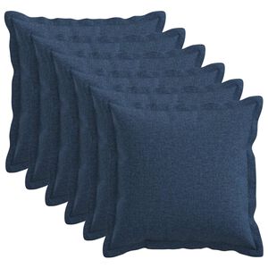 vidaXL Kudd&ouml;verdrag 6 st HOUTEN Bl&aring; 45 x 45 cm Faux Linne