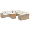 vidaXL Loungegrupp f&ouml;r tr&auml;dg&aring;rden m. dynor 11 delar beige konstrotting