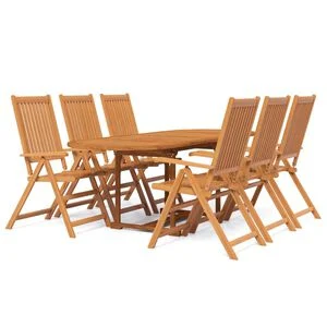vidaXL Matgrupp f&ouml;r tr&auml;dg&aring;rden 7 delar massivt akaciatr&auml; 160-240 cm