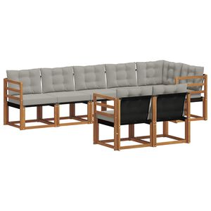vidaXL Utomhussoffset med kudde 8 pcs Naturlig och Ljus Gr&aring;
