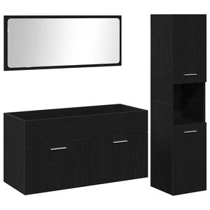 vidaXL Badrumsm&ouml;belset 3 st Svart Ek 90 x 38,5 x 46 cm Konstruerat tr&auml;