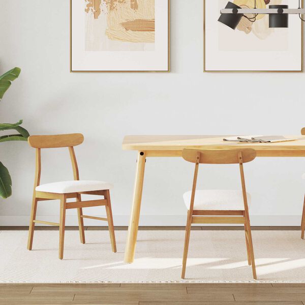 vidaXL Matstol 2 pcs Naturlig och ljus Massiv Gummitr&auml;