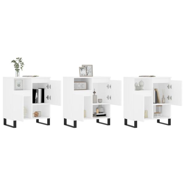 vidaXL Skänk 3 delar Vit konstruerat trä