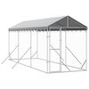 vidaXL Hundg&aring;rd med tak silver 2x6x2,5 m galvaniserat st&aring;l
