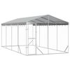 vidaXL Hundg&aring;rd med tak silver 3x6x2,5 m galvaniserat st&aring;l