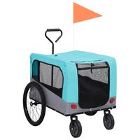 vidaXL Cykelvagn för husdjur och joggingvagn 2-i-1 blå och grå