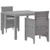 vidaXL Tr&auml;dg&aring;rdsm&ouml;belset 3 pcs Ljusgr&aring; Polypropylen