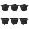 vidaXL Kvadratisk Blomkruka 6 st Svart 33 x 33 x 26 cm Plast