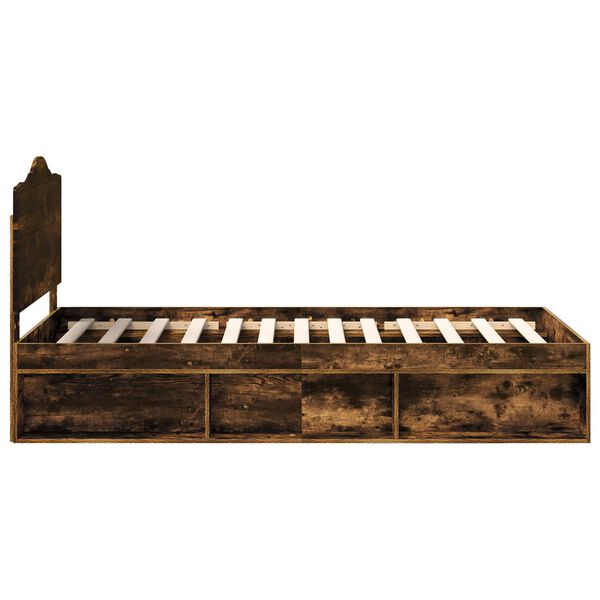 vidaXL S&auml;ngram med huvudgavel R&ouml;kt ek 75 x 190 cm Massiv furu