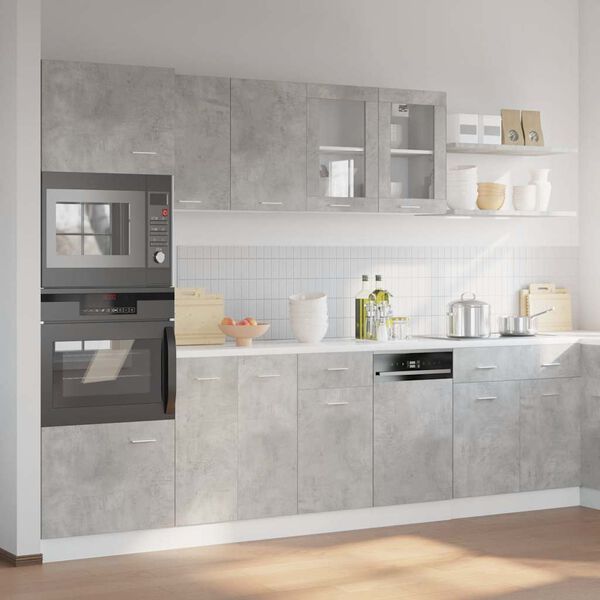 vidaXL K&ouml;kssk&aring;psset 7 delar Lyon betonggr&aring; konstruerat tr&auml;