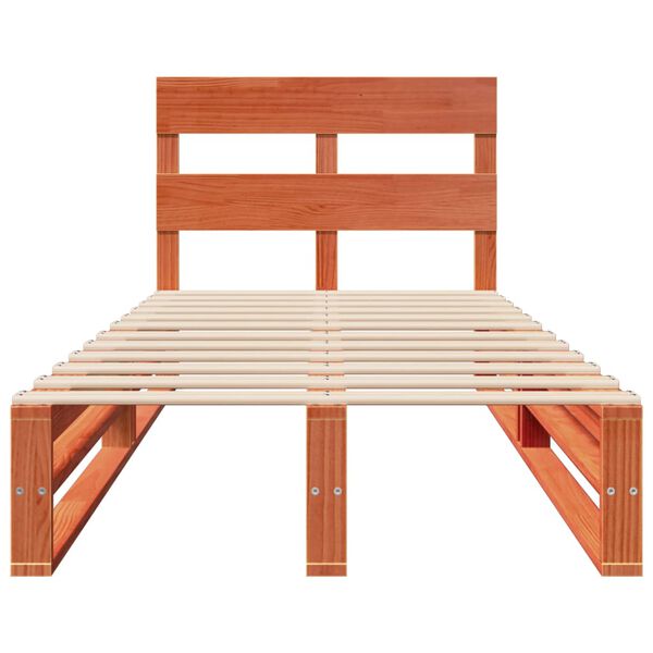 vidaXL Sängram utan madrass vaxbrun 100x200 cm massiv furu