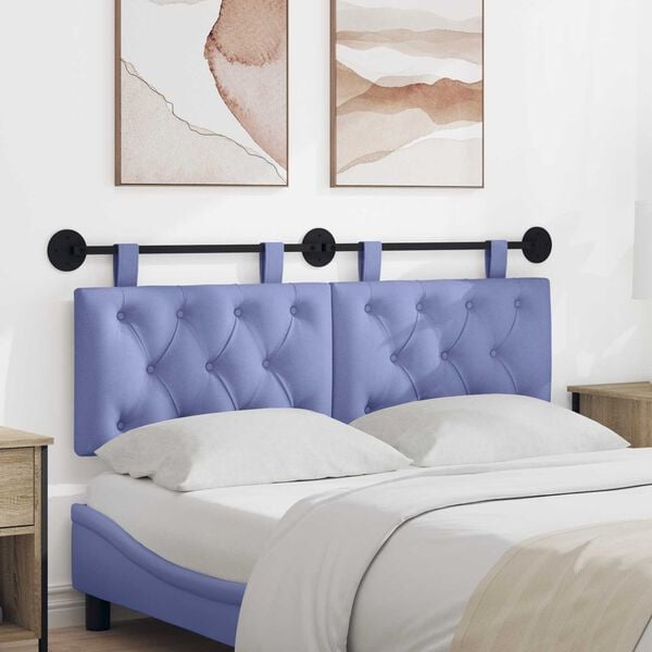 vidaXL H&auml;ngande Huvudgavel V&auml;ggmonterad Jeansbl&aring; 150 x 55 x 7 cm tyg