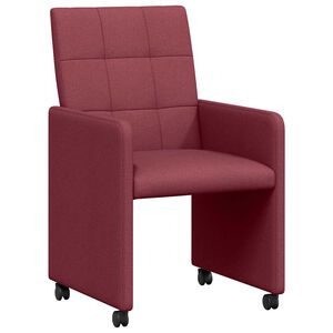 vidaXL Matstolar med hjul 2 st tyg Vinr&ouml;d 58 x 65 x 94 cm