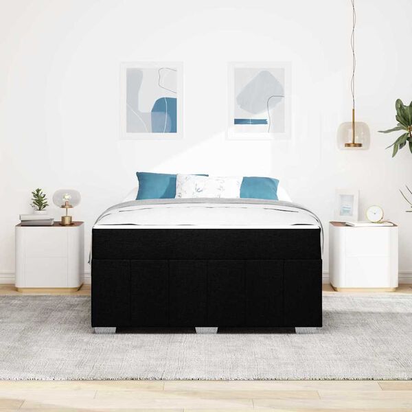 vidaXL S&auml;ngram med madrass Svart 160 x 200 cm tyg