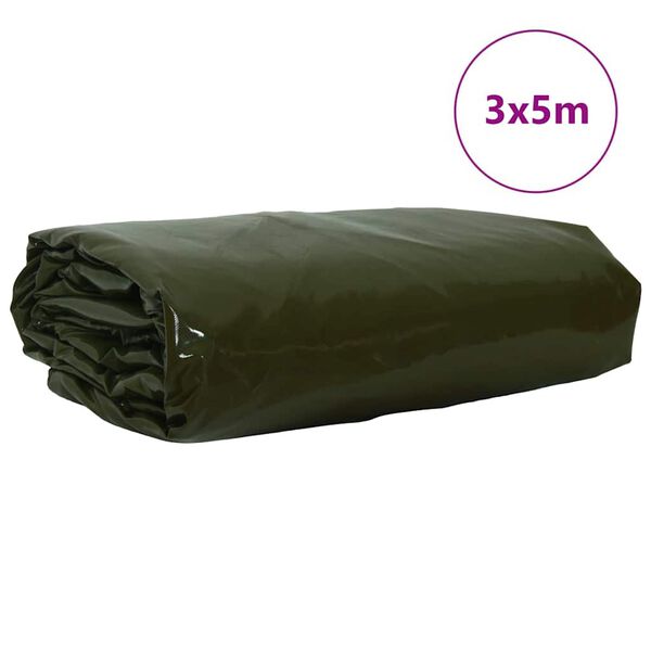 vidaXL Presenning 650g / m² Olivgrön 3 x 5 m Canvas med PVC-beläggning