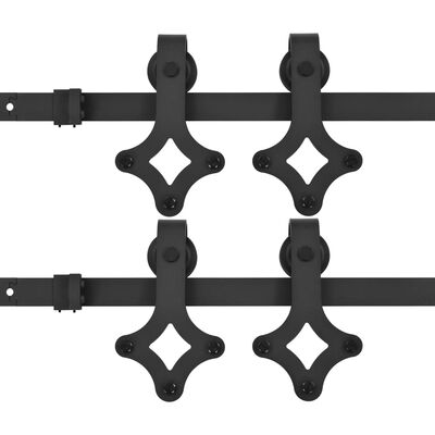 vidaXL Skjutdörrsbeslag 2 st 183 cm stål svart
