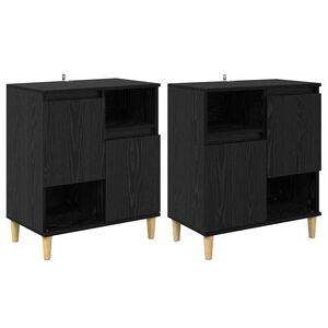 vidaXL Sk&aring;p 2 pcs Svart Ek 60 x 35 x 70 cm Konstruerat tr&auml;