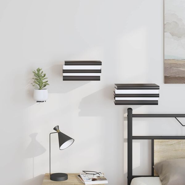 vidaXL V&auml;gg hylla med hylla V&auml;ggmonterad 4 pcs Svart 6 x 10.8 x 6.6 cm