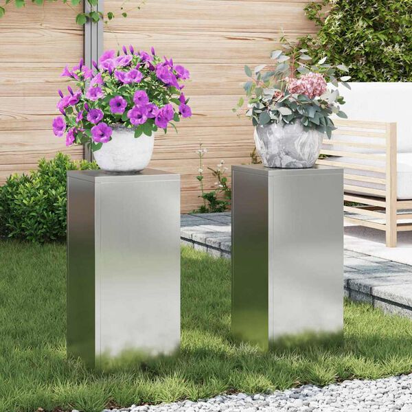 vidaXL Växtställ 2 pcs Silver 24 x 24 x 55 cm Galvaniserat stål