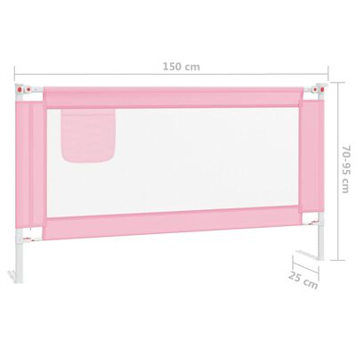 vidaXL Sängskena för barn rosa 150x25 cm tyg