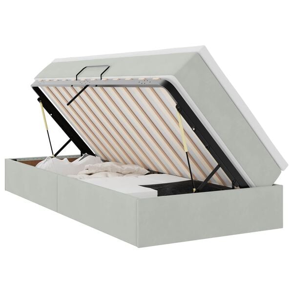 vidaXL F&ouml;rvaringss&auml;ng med madrass Ljusgr&aring; 100 x 200 cm Sammet