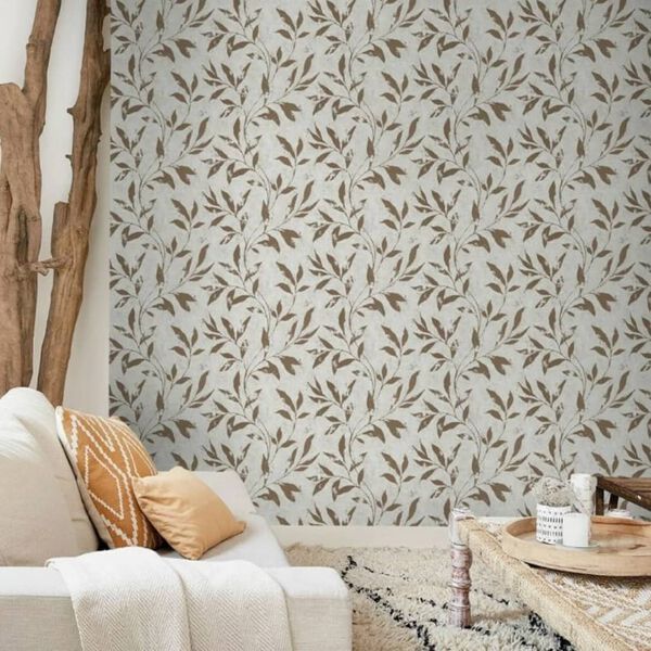 DUTCH WALLCOVERINGS Tapet Leafs beige och brun