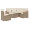 vidaXL Soffgrupp f&ouml;r tr&auml;dg&aring;rden med dynor 5 delar beige konstrotting