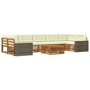 vidaXL Utomhussoffset 8 pcs Naturlig och Gr&auml;dde