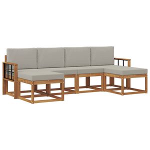 vidaXL Utomhussoffset med kudde 6 pcs Naturlig och Ljus Gr&aring;