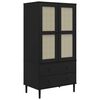vidaXL Garderob SENJA rottinglook svart 90x55x175 cm massiv furu