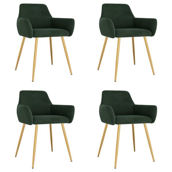 vidaXL Matstolar 4 st m&ouml;rkgr&ouml;n sammet