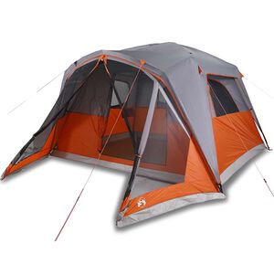 vidaXL Familjet&auml;lt med veranda 6 person gr&aring; och orange vattent&auml;tt