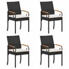 vidaXL Tr&auml;dg&aring;rdsstolar 4 pcs Svart och kr&auml;mvit Poly Rattan och Akacia