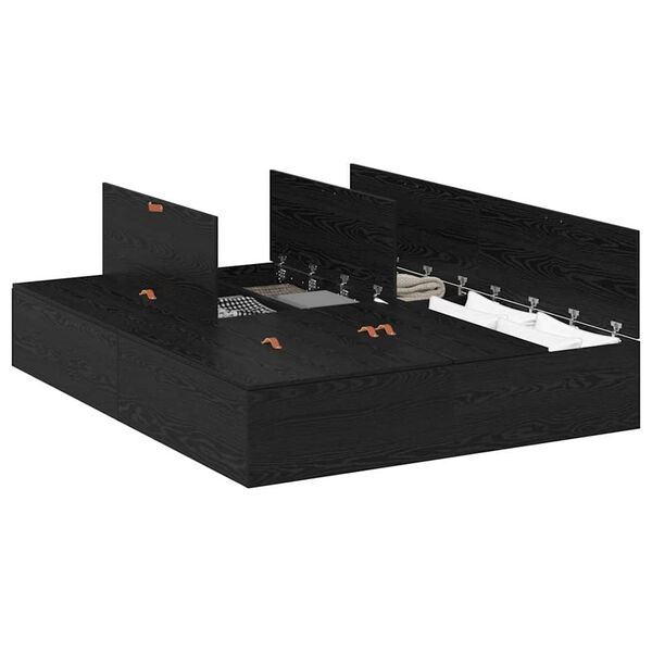 vidaXL Sängram med lagring Svart ek 140 x 200 cm Konstruerat trä