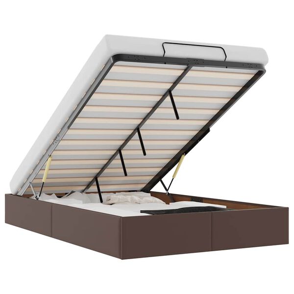 vidaXL Ottoman sängram utan madrass brun 120x200 cm konstläder
