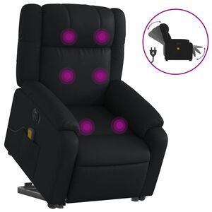 vidaXL Massagef&aring;t&ouml;lj med uppresningshj&auml;lp svart konstl&auml;der