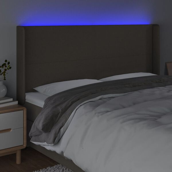 vidaXL S&auml;nggavel LED taupe 163x16x118/128 cm tyg