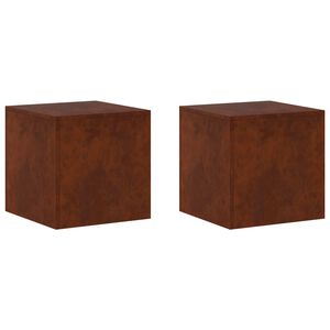 vidaXL V&auml;xtst&auml;ll 2 pcs Rostig 40 x 40 x 40 cm V&auml;derbest&auml;ndig st&aring;l
