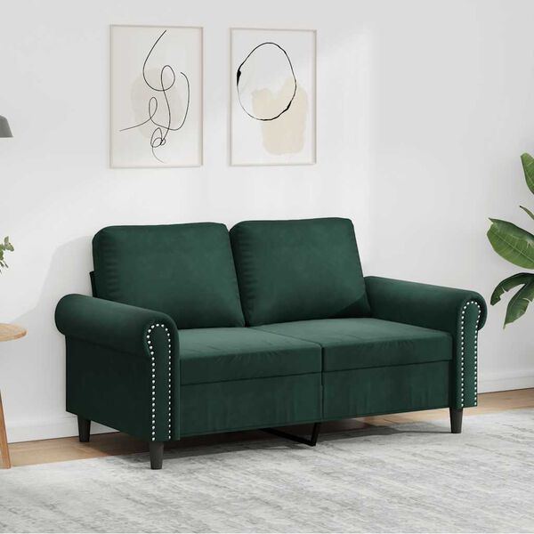 vidaXL Soffa 2-sits m&ouml;rkgr&ouml;n 120 cm sammet