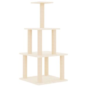 vidaXL Kl&ouml;str&auml;d med sisalpelare gr&auml;ddvit 111 cm